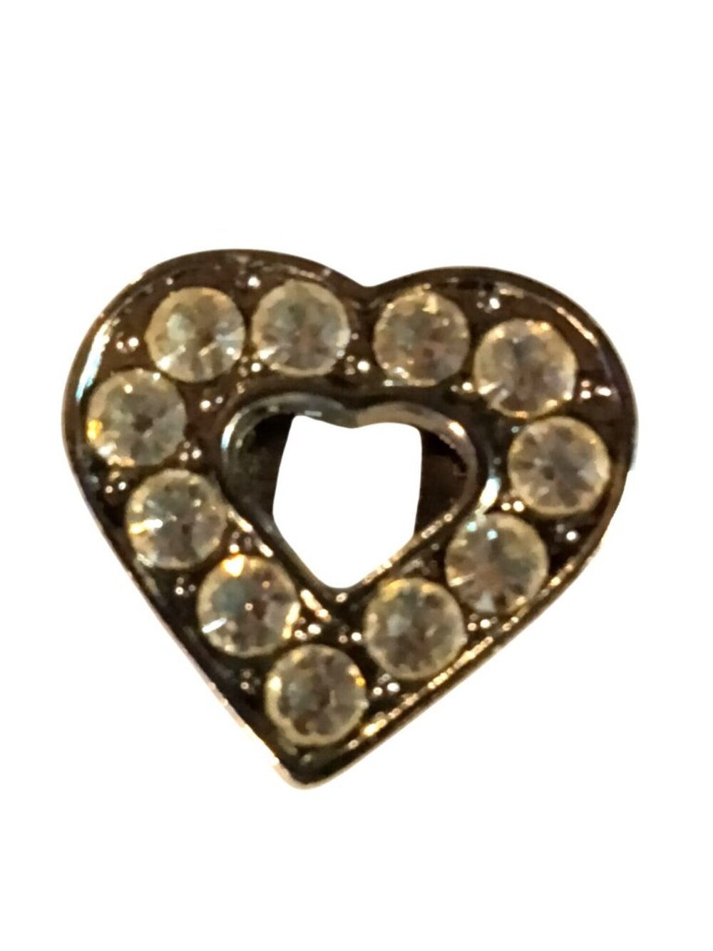 Heart Shaped Slider Charm Silver Rhinestones Valentine Wedding Craft